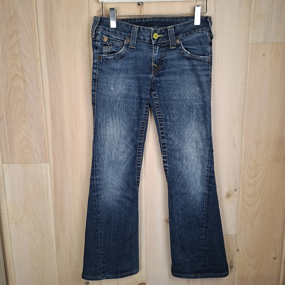 Vintage True Religion Women's Joey Twist Seam Flare Jeans Flap Pocket Sz 28 - Picture 2 of 14